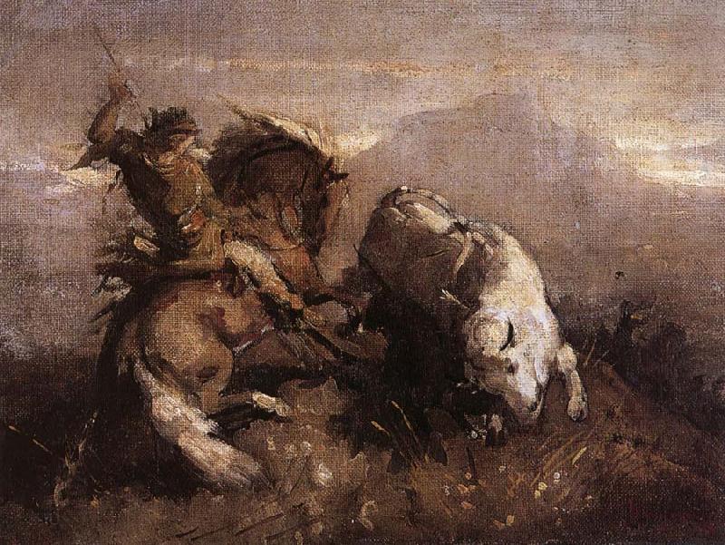 Nicolae Grigorescu Dragos Fighting the Bison oil painting picture